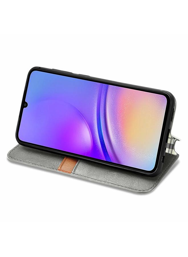 اس-توب جراب لهاتف Samsung Galaxy A05 4G، جراب هاتف جلدي مغناطيسي مضغوط بشبكة مكعبة - Image 5