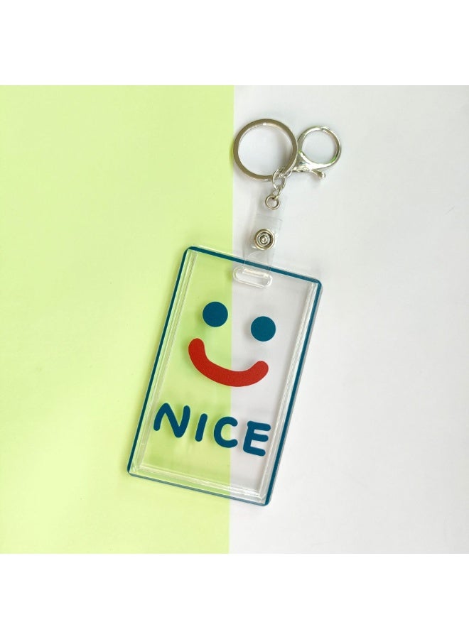 NIBEMINENT 1 - Piece Smiling Face Kpop Photo Card Holder Pendant Key Chain ID Badge Holder ID Card Holder Photo Card Protector for School ID Office ID Access Card for Women Girls