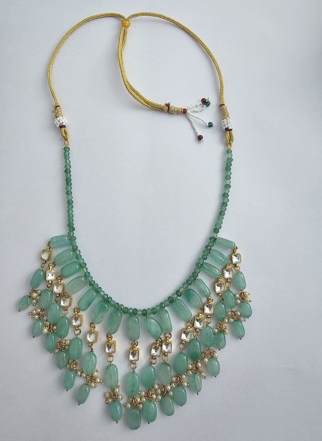 Binnis Wardrobe Gold-Plated Beaded Necklace with Green Artificial Beads - Image 4