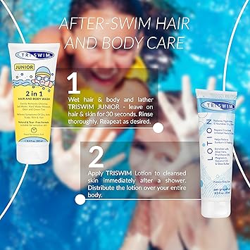 TRISWIM Junior After Swim Hair Body Wash For Kids Natural Tear Free Gently Removes Pool Chlorine Odors Prevents Skin Itching Sweet Persimmon 200ml - Image 5