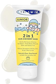 TRISWIM Junior After Swim Hair Body Wash For Kids Natural Tear Free Gently Removes Pool Chlorine Odors Prevents Skin Itching Sweet Persimmon 200ml - Image 1