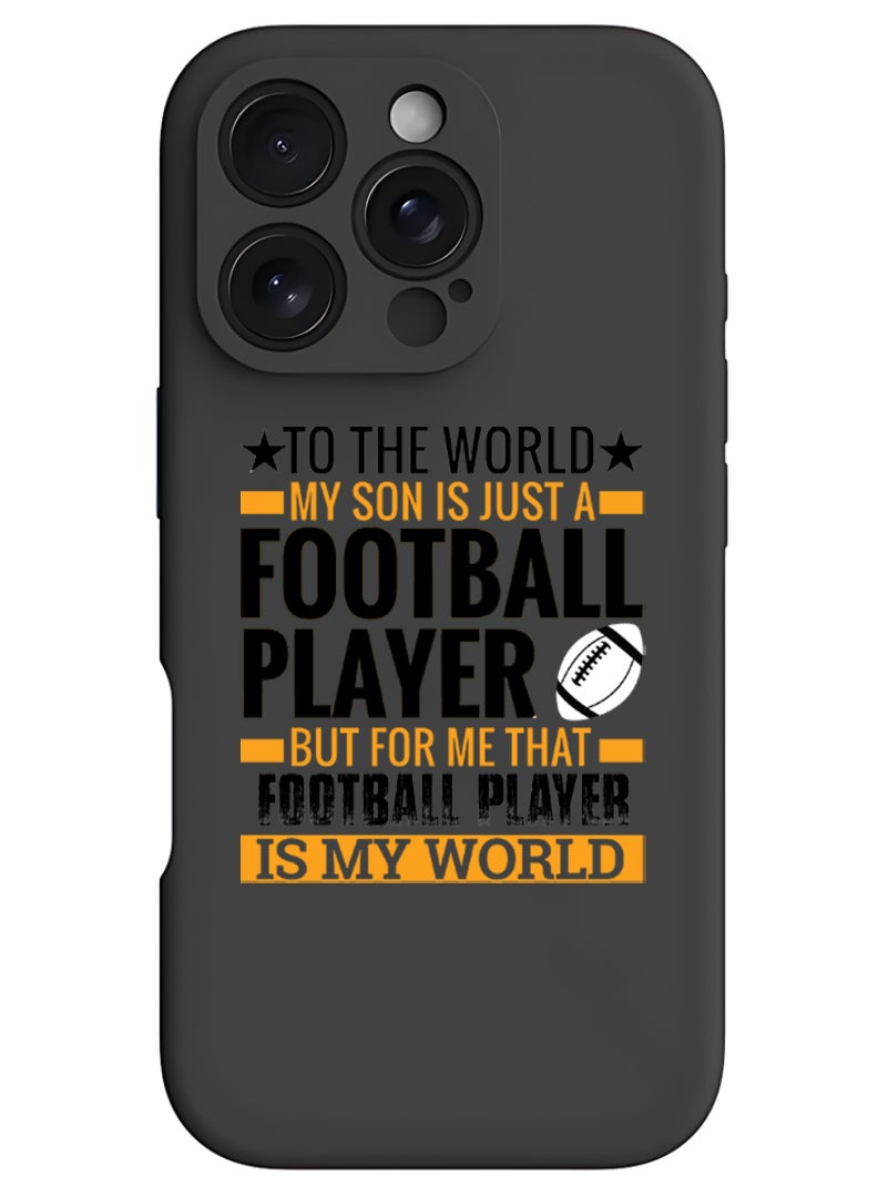 Theodor iPhone 16 Pro Black Protective Slim Fit Case Liquid Silicone Cover with Full Body Protection Anti-Scratch Shockproof Case For iPhone - Football player Black - Image 1