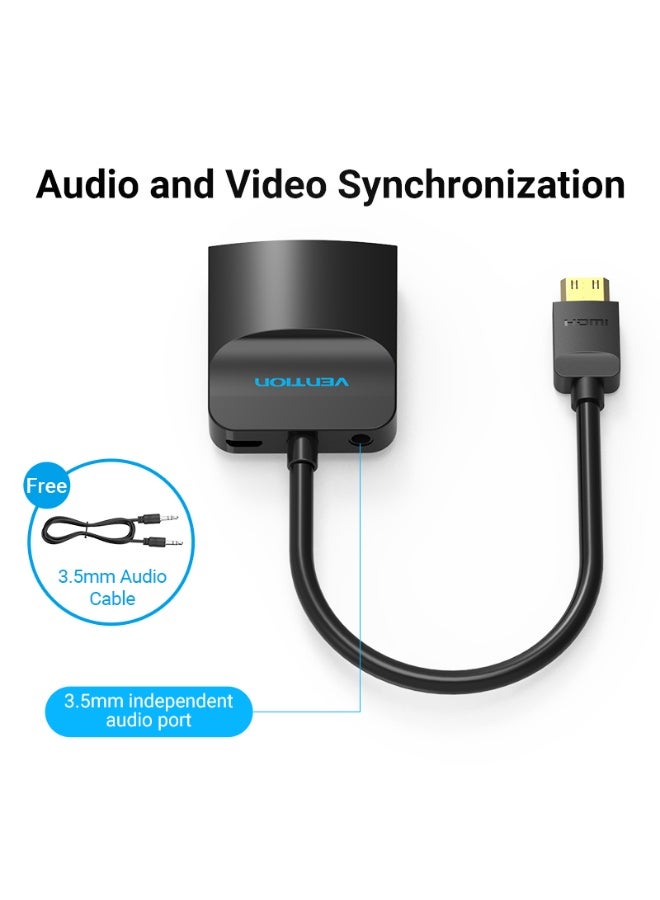 VENTION Mini HDMI to VGA Converter with Female Micro USB and Audio Port  0.15M Black Model # AGABB - Image 3