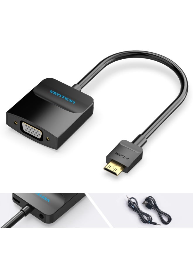 VENTION Mini HDMI to VGA Converter with Female Micro USB and Audio Port  0.15M Black Model # AGABB - Image 1