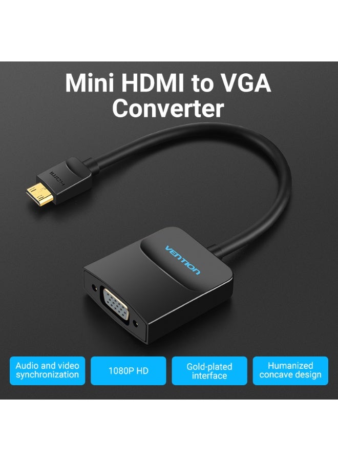 VENTION Mini HDMI to VGA Converter with Female Micro USB and Audio Port  0.15M Black Model # AGABB - Image 2