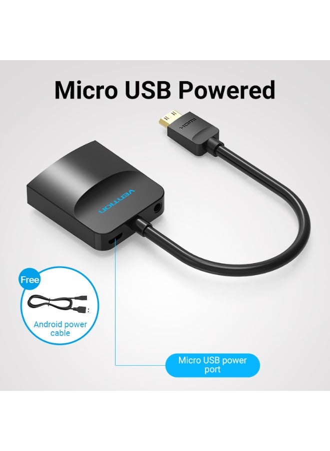 VENTION Mini HDMI to VGA Converter with Female Micro USB and Audio Port  0.15M Black Model # AGABB - Image 4