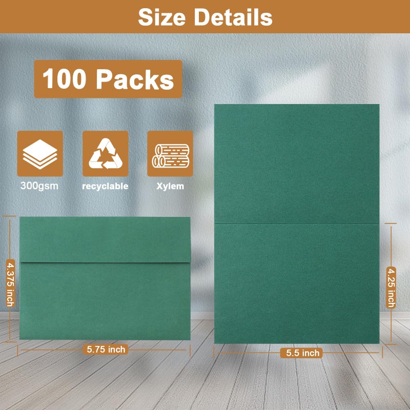 Silunkia 100 Packs 10 Assorted Colors Blank Cards and Envelopes 4.25 x 5.5 Heavyweight Folded Cardstock and A2 Envelopes Self Seal for Invitations, Wedding, DIY Greeting Cards, Thank You Cards - Image 2