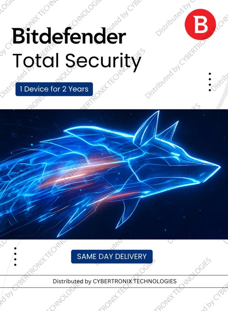 برنامج Bitdefender Total Security [لأجهزة الكمبيوتر التي تعمل بنظام Windows] جهاز واحد لمدة عامين