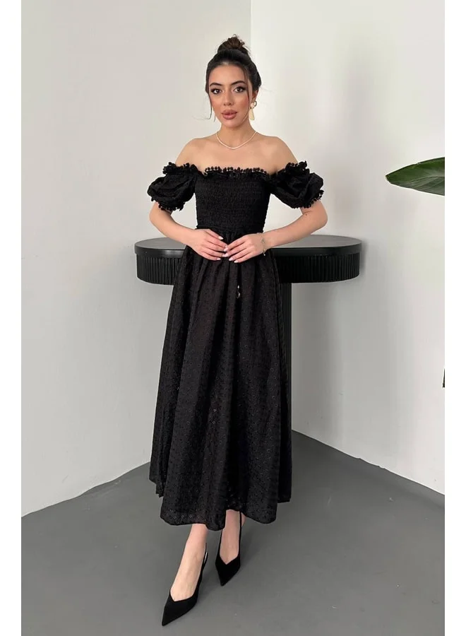 END BLACK Black Cropped Brocade Dress - Size L.