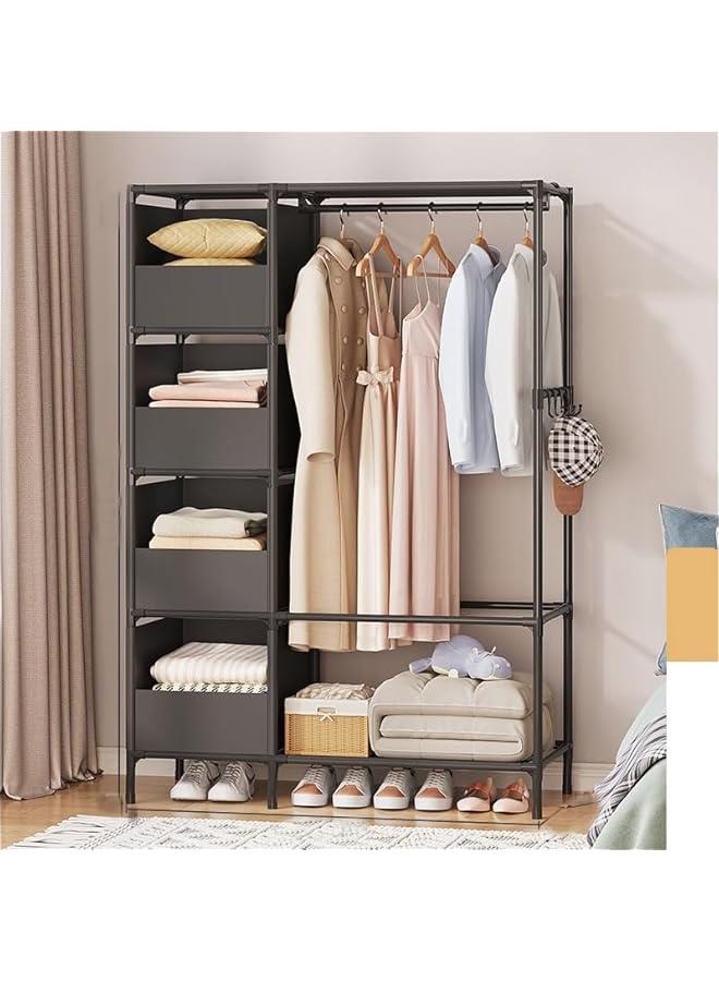 HOOKOR Portable Closet Rack for Hanging Clothes,Freestanding Closet Organizer System with Shelves,Metal Wardrobe Closet Grament Rack for Clothing Storage - Image 1