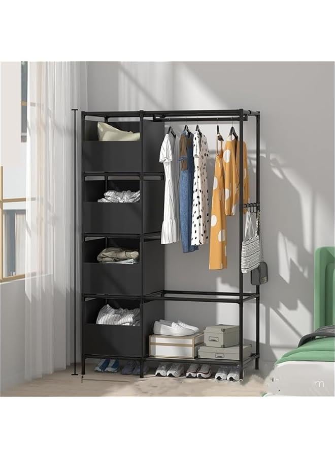 HOOKOR Portable Closet Rack for Hanging Clothes,Freestanding Closet Organizer System with Shelves,Metal Wardrobe Closet Grament Rack for Clothing Storage - Image 2