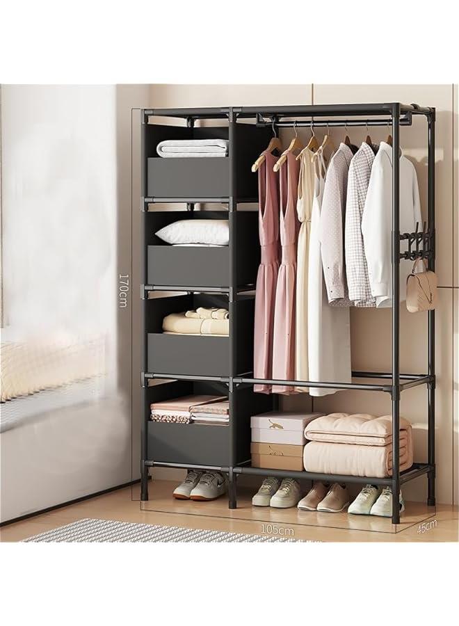 HOOKOR Portable Closet Rack for Hanging Clothes,Freestanding Closet Organizer System with Shelves,Metal Wardrobe Closet Grament Rack for Clothing Storage - Image 3