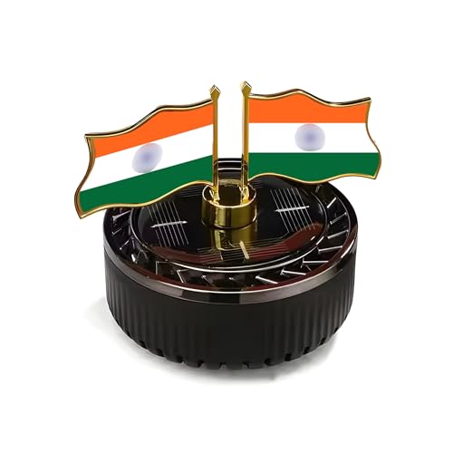 WISHKEY Solar Powered Car Dashboard Decoration Items Car Air Freshener Diffuser Tricolor Flag Design Aromatherapy Perfume with Essential Oil ABS Body Beach Scent Rotating - Image 1