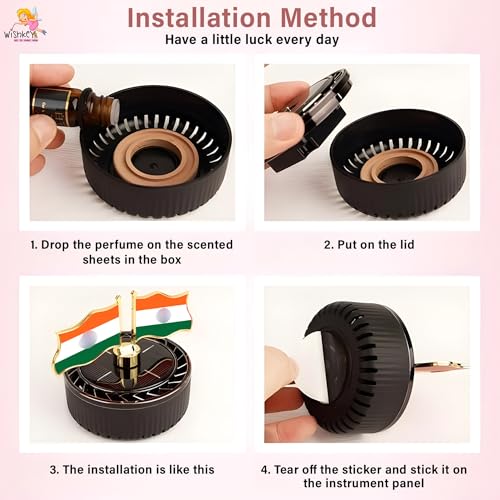 WISHKEY Solar Powered Car Dashboard Decoration Items Car Air Freshener Diffuser Tricolor Flag Design Aromatherapy Perfume with Essential Oil ABS Body Beach Scent Rotating - Image 3