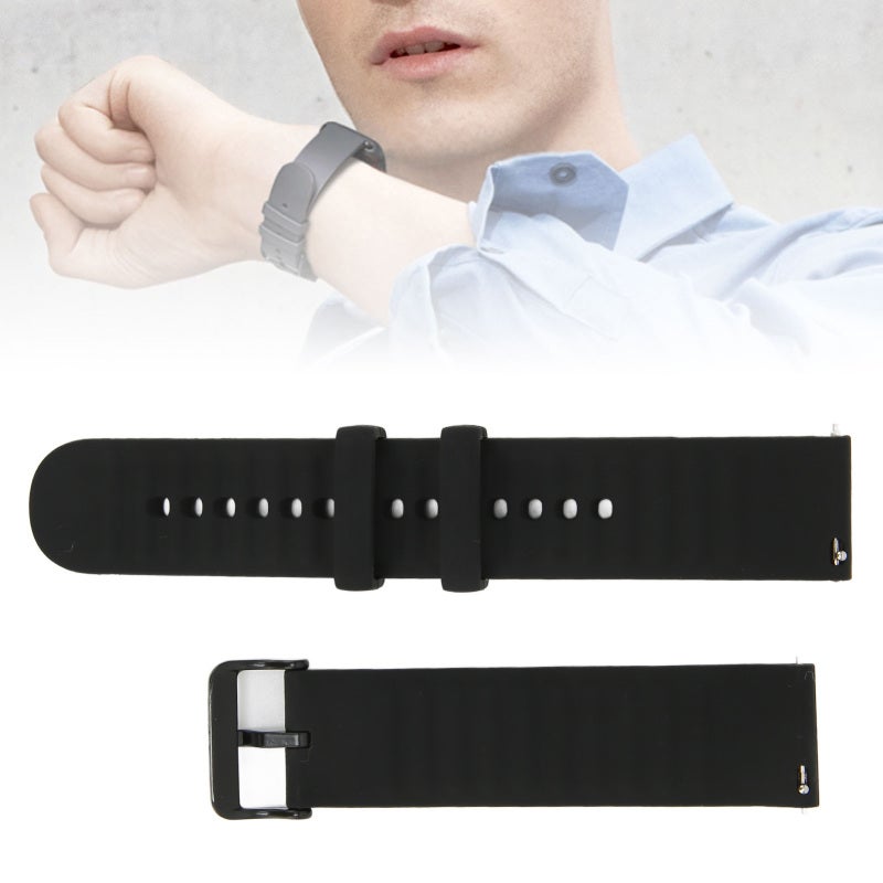 Adjustable Silicone Watch Strap: Black Elastic Loop Strap With Adjustable Buckle - Breathable Comfortable Smartwatch Band for Amazfit GTS 3, GTS 3 PRO Everyday Wear - Image 1