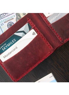 Vagave Leather Handmade Wallet Card Holder Men's Wallet Red  - Image 4