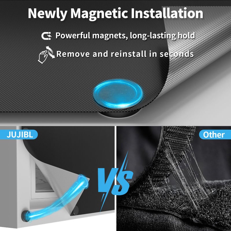 JUJIBL Magnetic Blackout Window Cover, 100% Blackout Shades for Bedroom No Drill Black Out Window Blind Temporary Shades for Nursery Removable Black Out Curtains for RV, Media Room 39x57 inch - Image 4