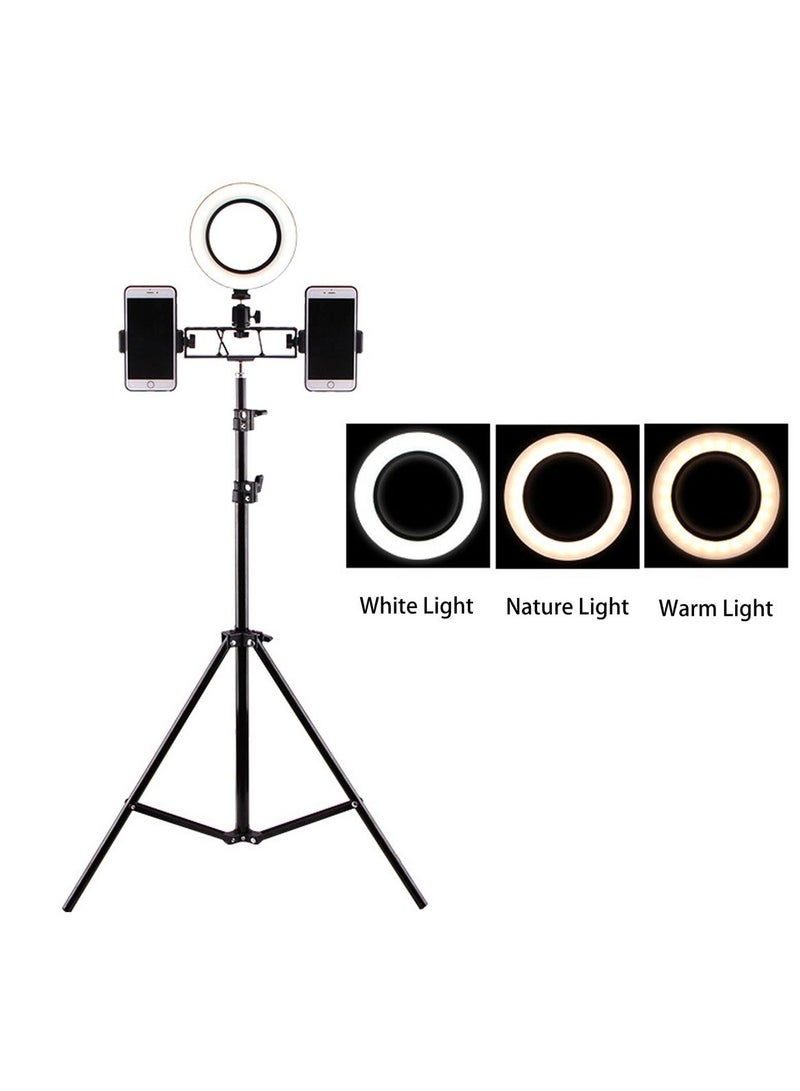 هويتك حلقة إضاءة LED محمولة مع حامل ثلاثي القوائم بطول 160 سم وحامل هاتف، إضاءة تجميلية 16 سم لصور السيلفي والبث المباشر والتصوير الفوتوغرافي - Image 5