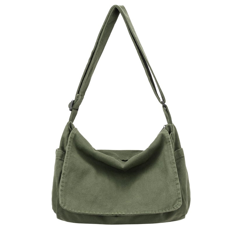 BEFUNIRISE Canvas Messenger Bag for Women Men Vintage Satchel Bag Aesthetic Crossbody Shoulder Bag Casual Sling Bag (A-Green) - Image 1