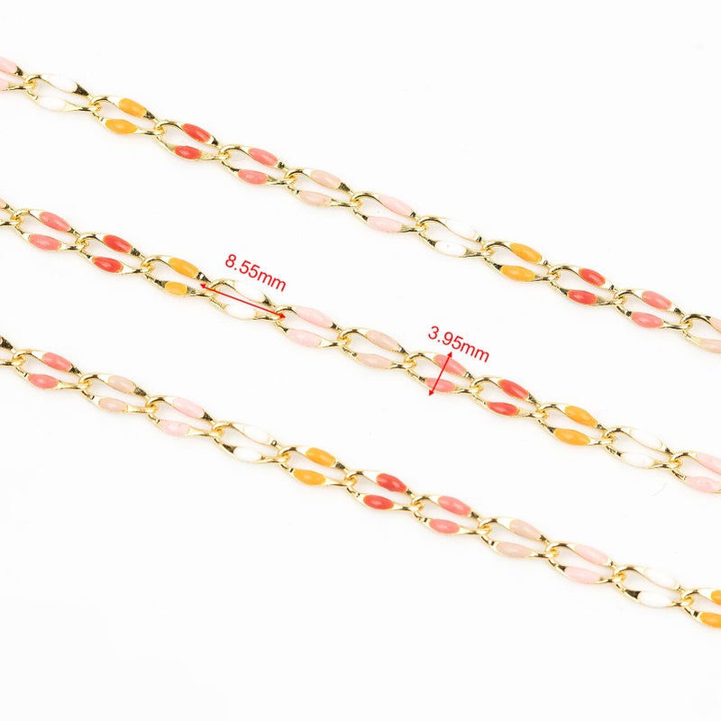 YOUBEIYEE Pink Mixed Color Enamel Chain for Jewelry Making Oil Drip Cable Bulk Chain Gold Plated Jewelry Chain Roll with Jewelry Findings - Image 3