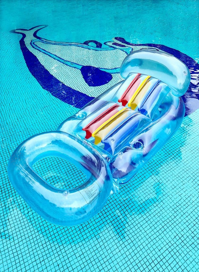 FindUWill Inflatable Pool Lounge, 2 Pack Inflatable Pool Floats with Headrest, Backrest, Footrest, 62" X 33" Pool Raft Swimming Pool Lounger with Cup Holders for Adults - Image 4