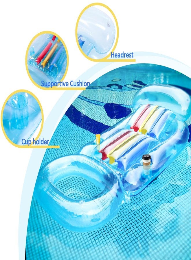 FindUWill Inflatable Pool Lounge, 2 Pack Inflatable Pool Floats with Headrest, Backrest, Footrest, 62" X 33" Pool Raft Swimming Pool Lounger with Cup Holders for Adults - Image 5