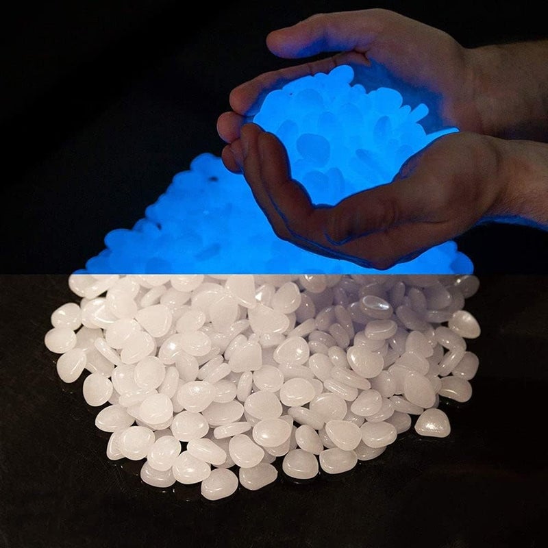Party Zealot Inc 2lb 400PCS Glow in The Dark Pebbles Stones for Indoor and Outdoor Walkways Garden Driveway Large Bag Powered by Light and Solar (White) - Image 2