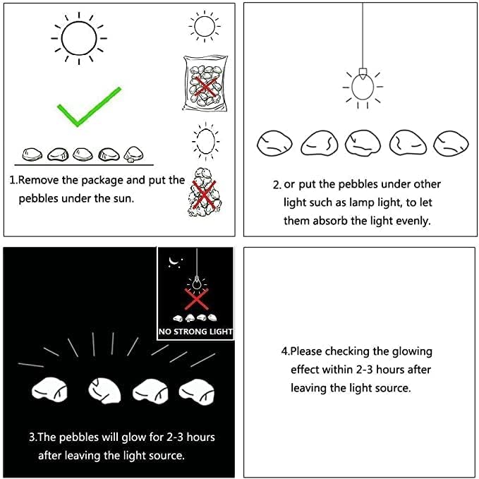 Party Zealot Inc 2lb 400PCS Glow in The Dark Pebbles Stones for Indoor and Outdoor Walkways Garden Driveway Large Bag Powered by Light and Solar (White) - Image 4