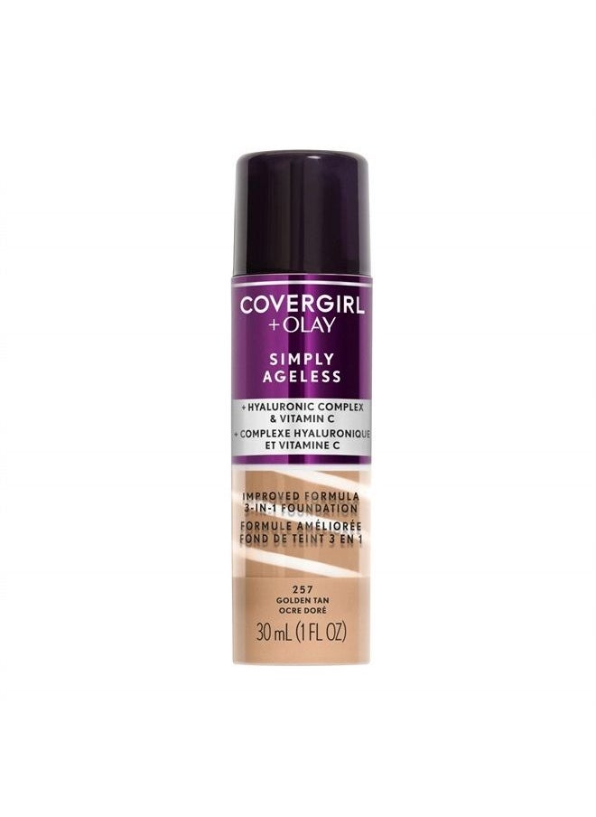 CoverGirl +OLAY Simply Ageless 3-in-1 Liquid Foundation, Golden Tan, 1 Fl Oz (Pack of 1)  - Image 1