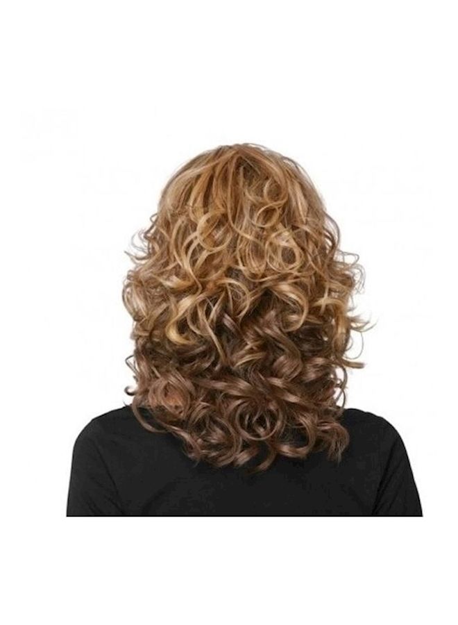 NIBEMINENT Mid Length Wavy And Curly Hair Wig Brown