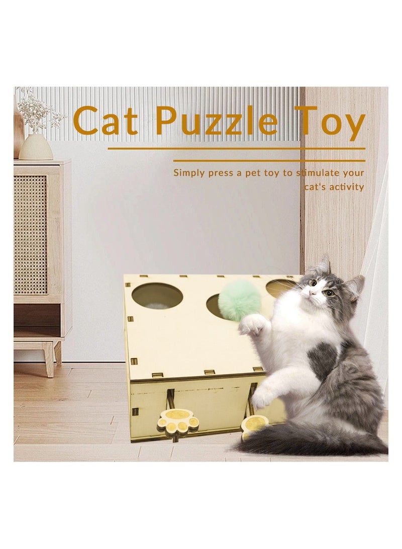 general Confusing Cat Interactive Toy Creative Wooden Craft for Pets Cat Entertainment and Play Tool Home Decor Ornament Parent-Child Interactive Toy - Image 2