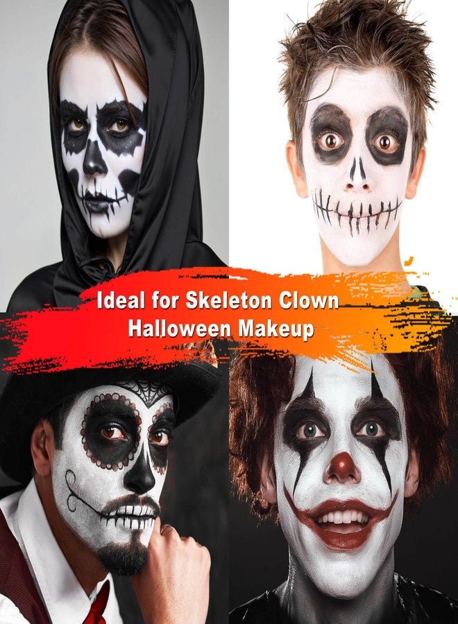paminify طلاء وجه وجسم باميني في الأسود والأبيض والرمادي الفاتح 1.01 أونصة/قطعة مع 3 إسفنجات، مجموعة طلاء وجه مائية لرسوم المهرجين والجوكر والشيطان ومصاصي الدماء والهياكل العظمية، مكياج كوسبلاي، كريم مكياج هالوين SFX، 3.03 أونصة - Image 5