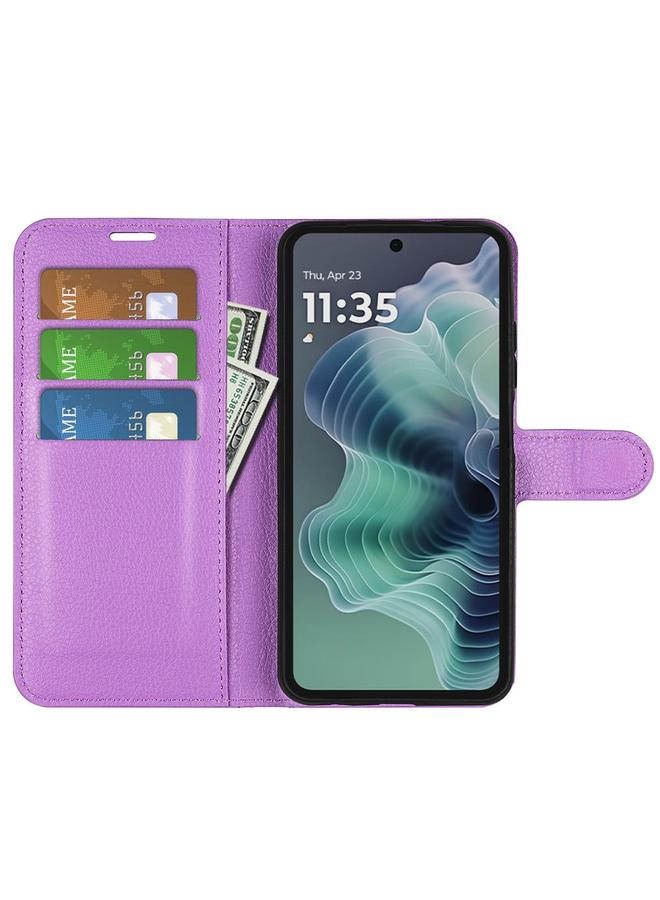 اس-توب جراب لهاتف Motorola Moto G35 من الجلد بتصميم ليتشي مع حامل قابل للطي أفقيًا - Image 4