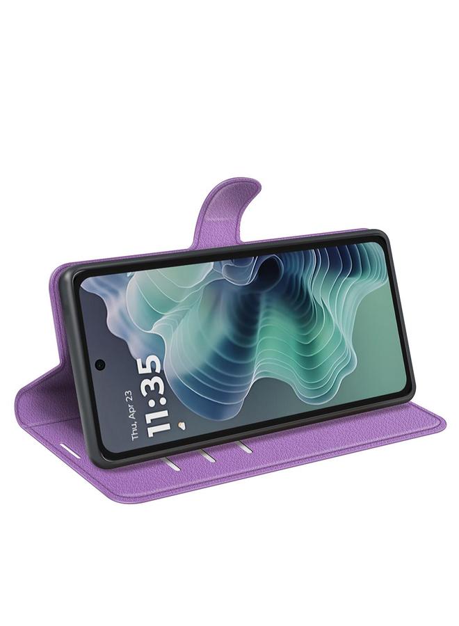 اس-توب جراب لهاتف Motorola Moto G35 من الجلد بتصميم ليتشي مع حامل قابل للطي أفقيًا - Image 5