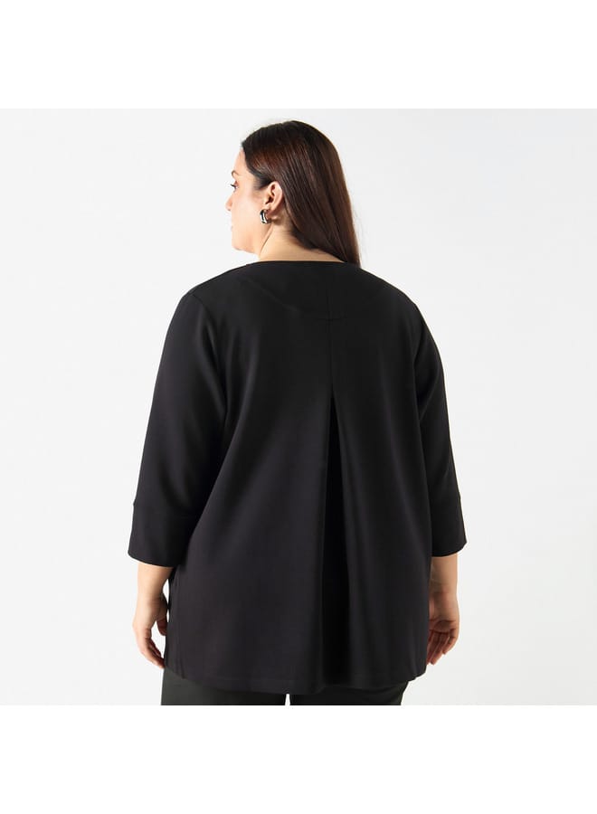 Ulla Popken Plus Size Ulla Popken Shacket with Long Sleeves and Pockets  - Image 3