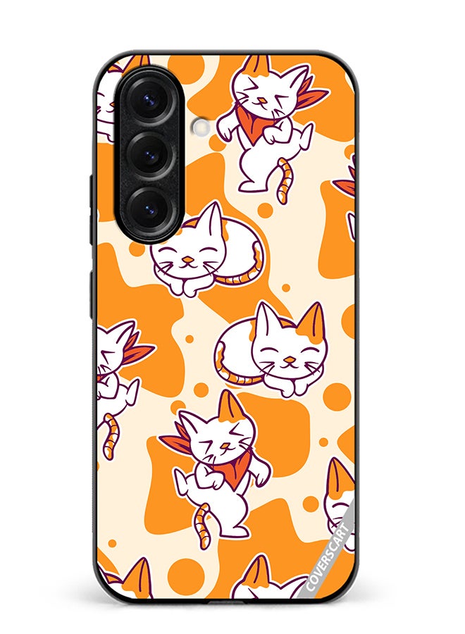 VR CREATIVE Protective Case Cover For Samsung Galaxy S25 Chilling Cat Pattern Design Multicolour