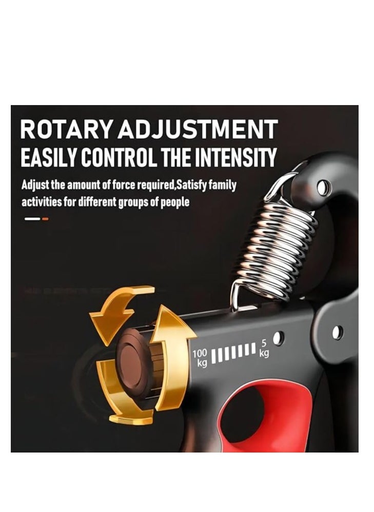 Cool Baby Style - Grip Strength Trainer Adjustable Resistance 5-100 kg Grip Strengthener Non-slip Counting Grip (Red) - Image 1