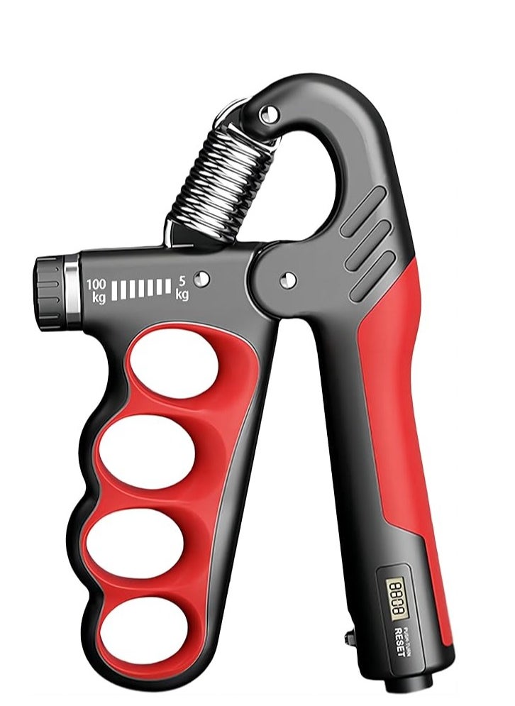 Cool Baby Style - Grip Strength Trainer Adjustable Resistance 5-100 kg Grip Strengthener Non-slip Counting Grip (Red) - Image 1