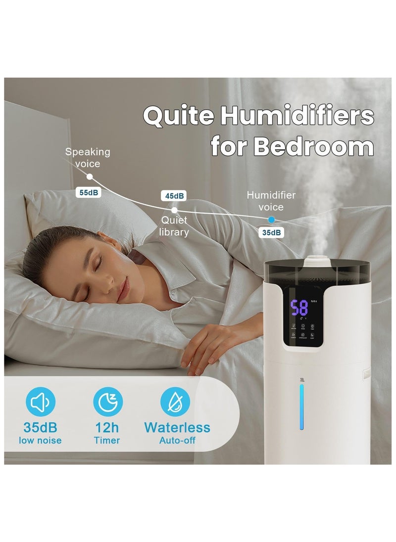 MissTiara - 16L Silent Large Cool Mist Humidifier Whole House 150m² Cool Mist Top Fill Floor Humidifier with Essential Oil Tray Extension Tube 4 Mist Modes Remote Control Suitable for Home Baby Room Office - Image 1