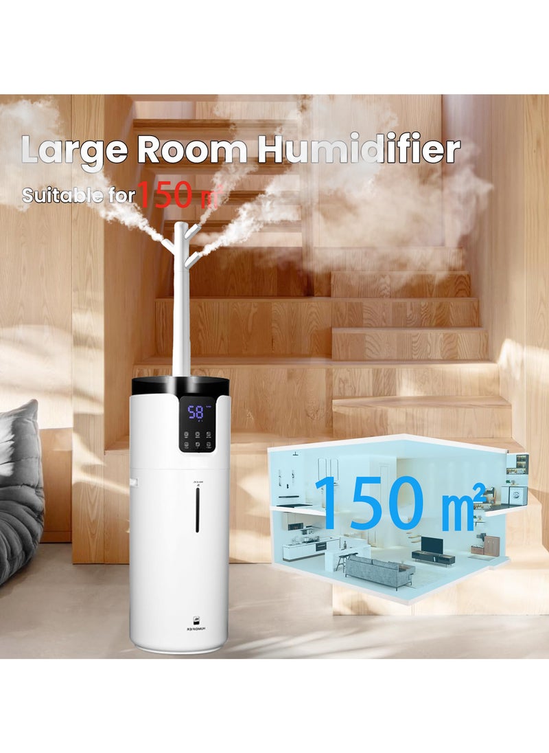MissTiara - 16L Silent Large Cool Mist Humidifier Whole House 150m² Cool Mist Top Fill Floor Humidifier with Essential Oil Tray Extension Tube 4 Mist Modes Remote Control Suitable for Home Baby Room Office - Image 1