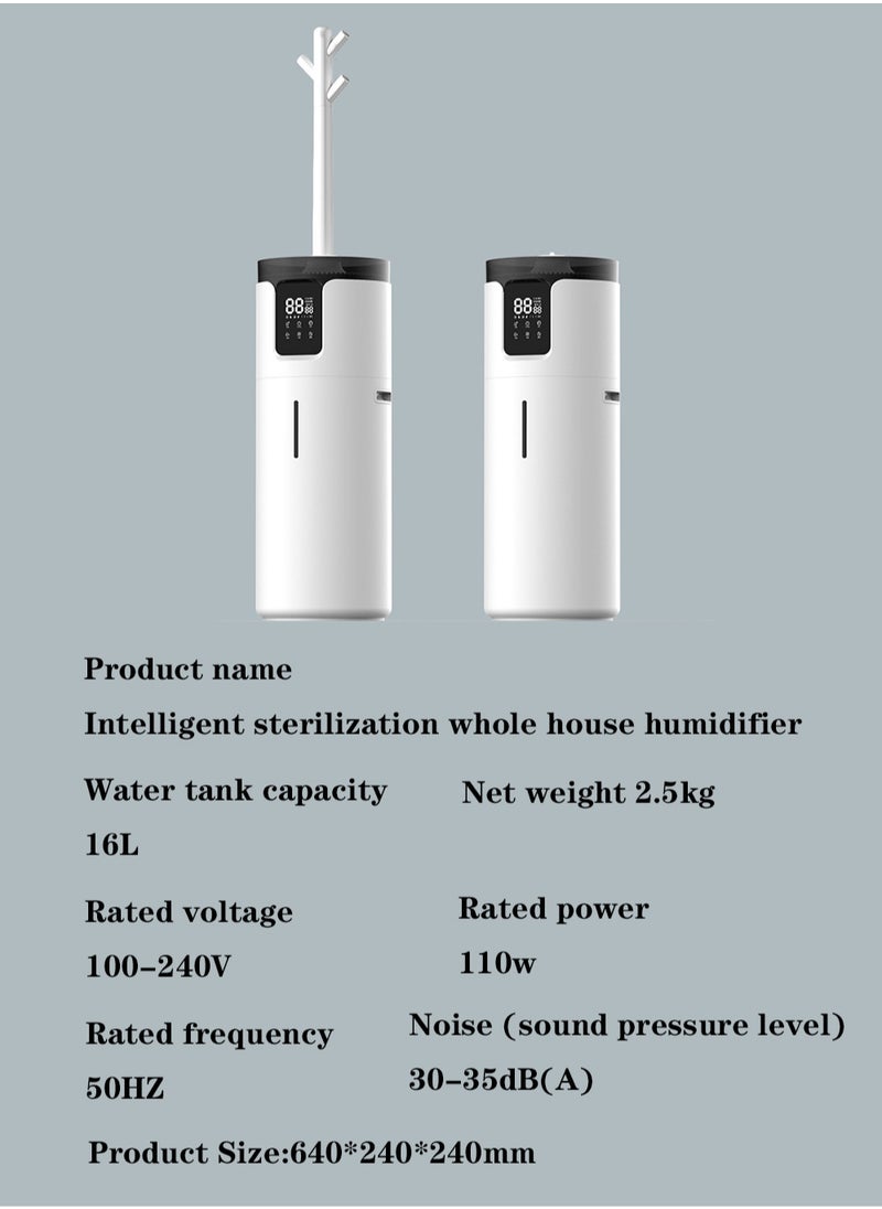 MissTiara - 16L Silent Large Cool Mist Humidifier Whole House 150m² Cool Mist Top Fill Floor Humidifier with Essential Oil Tray Extension Tube 4 Mist Modes Remote Control Suitable for Home Baby Room Office - Image 1