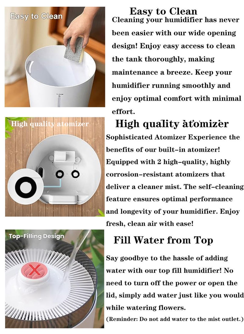 MissTiara - 16L Silent Large Cool Mist Humidifier Whole House 150m² Cool Mist Top Fill Floor Humidifier with Essential Oil Tray Extension Tube 4 Mist Modes Remote Control Suitable for Home Baby Room Office - Image 1