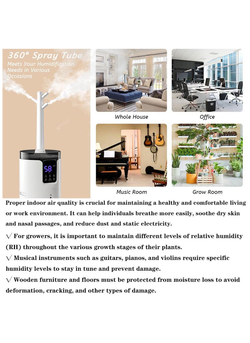 MissTiara - 16L Silent Large Cool Mist Humidifier Whole House 150m² Cool Mist Top Fill Floor Humidifier with Essential Oil Tray Extension Tube 4 Mist Modes Remote Control Suitable for Home Baby Room Office - Image 1