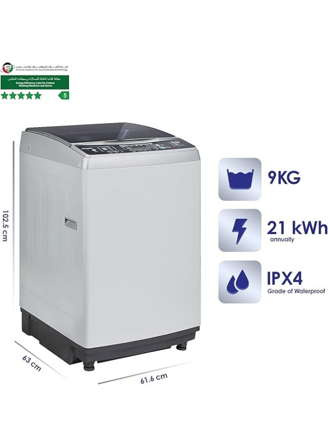 Super General 9 kg fully automatic Top-Loading Washing Machine , 8 Programs, Spin Dry, efficient Top-Load Washer with Child-Lock, LED Display SGW920NS silver - Image 2