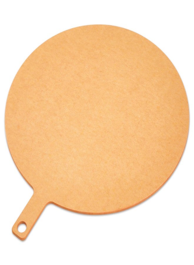 Lounsweer 22" × 18" Round Pizza Board with Handle, Wood Fiber Pizza Peel, Non-slip Cutting & Serving Board, Heavy Duty Wooden Serving Tray for Baking, Charcuterie & Kitchen Use - Image 1