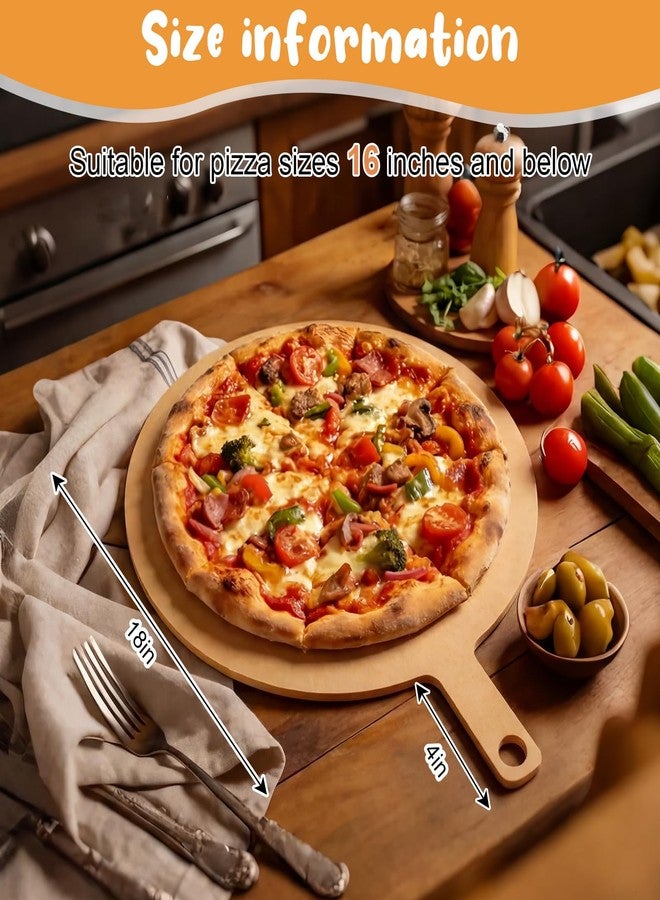 Lounsweer 22" × 18" Round Pizza Board with Handle, Wood Fiber Pizza Peel, Non-slip Cutting & Serving Board, Heavy Duty Wooden Serving Tray for Baking, Charcuterie & Kitchen Use - Image 2