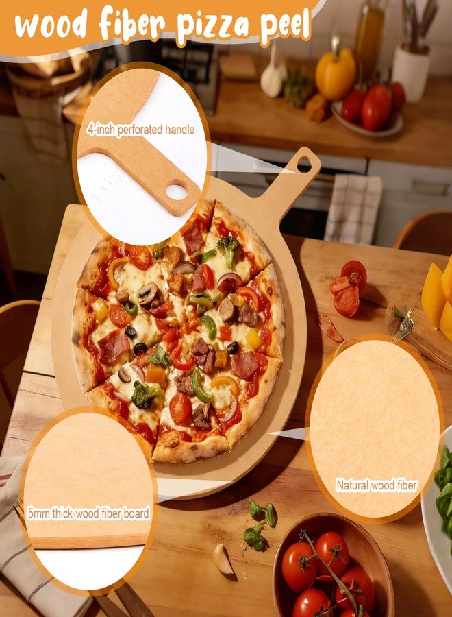 Lounsweer 22" × 18" Round Pizza Board with Handle, Wood Fiber Pizza Peel, Non-slip Cutting & Serving Board, Heavy Duty Wooden Serving Tray for Baking, Charcuterie & Kitchen Use - Image 3