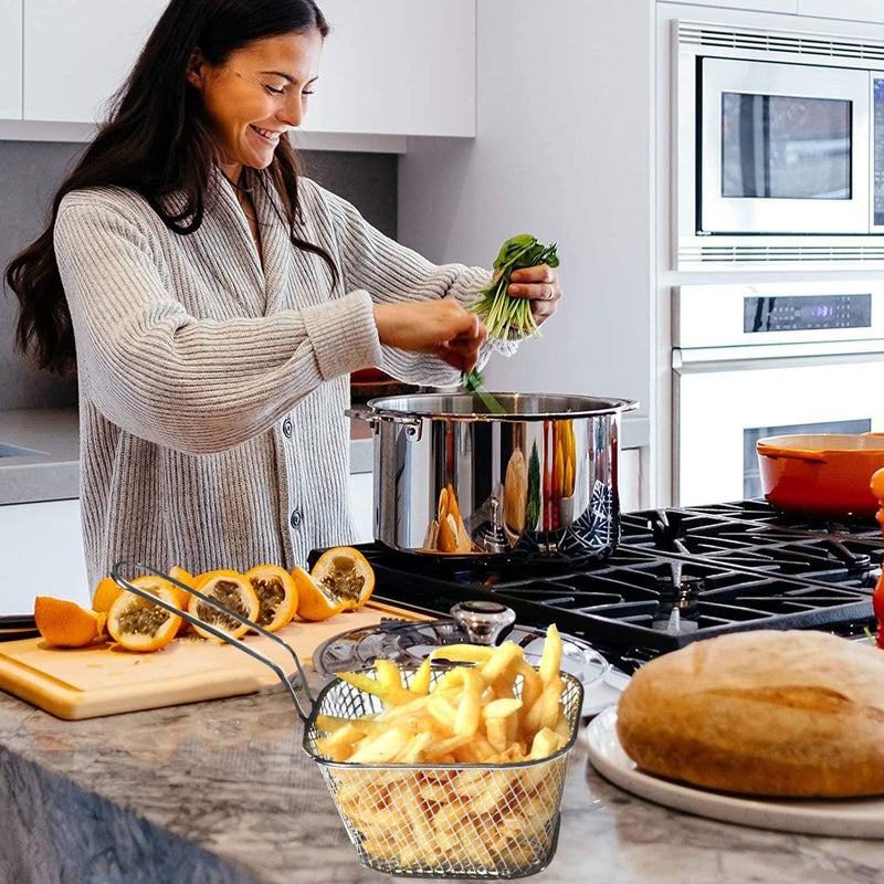 Rasikvar 2 pcs Mini Square Fry Basket Steel French Fry Chip Basket Food Baskets for Serving Stainless Steel Fry Basket with Handle Reusable Fries Holder Mini Deep Fryer with Basket2 Pieces - Image 5