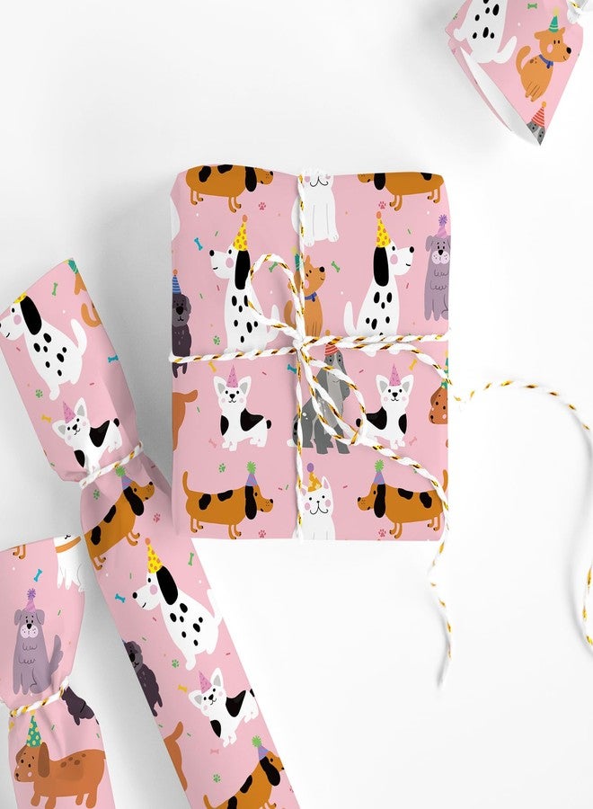 FYSUIMU 6 Sheets Cat and Dog Wrapping Paper - Not Roll - Pink Cute Cartoon Animal Gift Wrap Paper Folded Flat for Pet Lovers Birthday Puppy Kitten Party Supplies, 19.7 x 27.6 Inch - Image 4