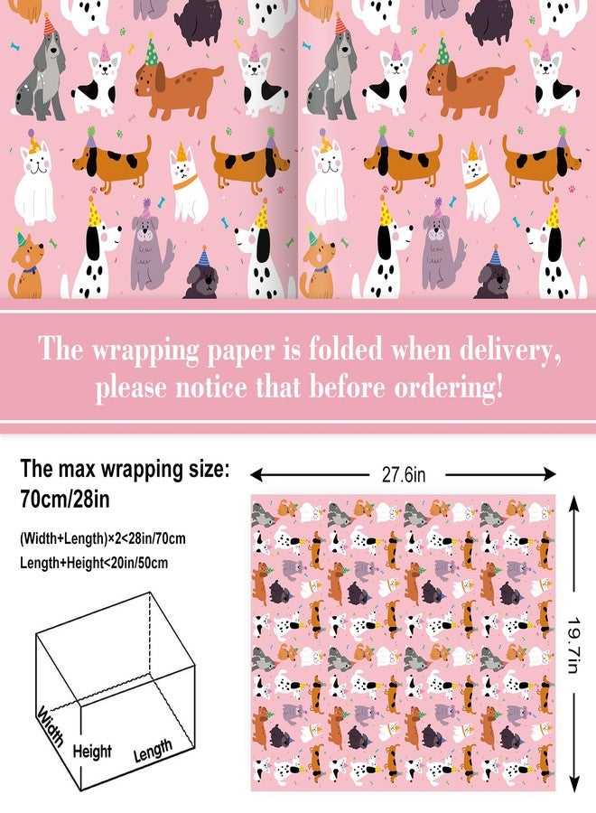 FYSUIMU 6 Sheets Cat and Dog Wrapping Paper - Not Roll - Pink Cute Cartoon Animal Gift Wrap Paper Folded Flat for Pet Lovers Birthday Puppy Kitten Party Supplies, 19.7 x 27.6 Inch - Image 2